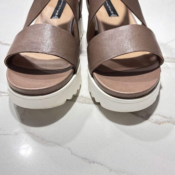 Steven By Steve Madden Keanna Cross Straps Taupe Platform Wedge Sandals Size 10 - Picture 8 of 15
